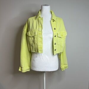 Adika Neon Yellow Cropped Denim Jacket